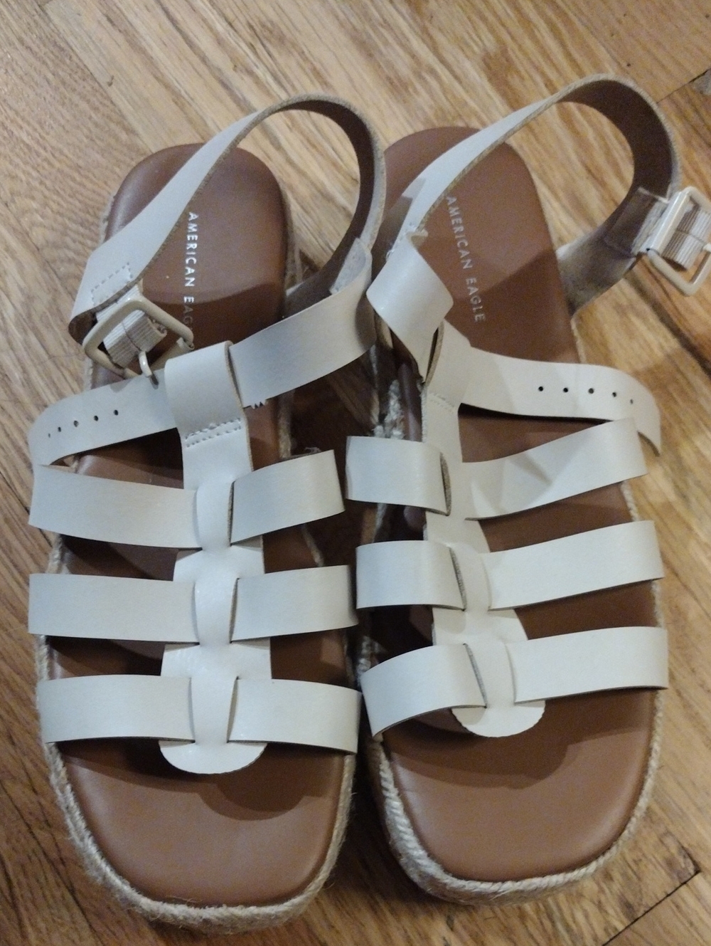 American Eagle Outfitters Cream Multi-Strap Platform Sandals